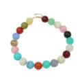 Colorful resin acrylic round beaded statement necklace dopamine style fashion jewelry accessory - Multicolor
