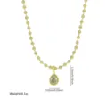 Gold Beaded Chain Necklace with Pear Zircon Pendant, Elegant Chic Clavicle Chain Jewelry - Style 7 - Bead Chain - Teardrop