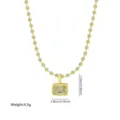 Gold rectangular pendant necklace with bead chain, elegant geometric design jewelry piece. - Style 10 - Bead Chain - Flat Rectangle