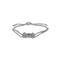 Bracelet en métal argenté à double chaîne avec deux pendentifs filles et un charme de cœur. - Style Deux Filles / Argent
