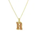 Collier pendentif lettre R baseball en or, bijoux sportifs émaillés en laiton élégants. - Style R / Or