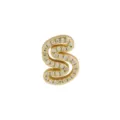 Gold brass letter S charm pendant paved with sparkling cubic zirconia for DIY personalized bracelets. - S / Pendant Only / Gold
