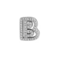 Silver tone brass letter B charm pave zircon DIY alphabet pendant for custom charm bracelet. - Letter B / Silver