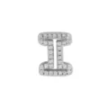 Silver tone brass micro pave cubic zirconia letter charm for diy jewelry bracelet design - Letter I / Silver