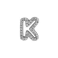 Brass cubic zirconia letter K charm pendant, customizable DIY alphabet jewelry for bracelets. - Letter K / Silver