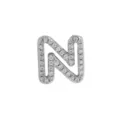 Silver Tone Micro Pave Zircon Letter N Alphabet Charm DIY Jewelry Bracelet Pendant - Letter N / Silver