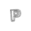 Sparkling silver color brass cubic zirconia letter P charm for DIY bracelet jewelry making. - Letter P / Silver