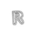 Letter R charm pendant, brass with sparkling cubic zirconia, perfect for DIY name bracelets. - Letter R / Silver