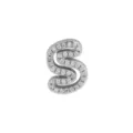 Silver brass letter S charm paved with sparkling cubic zirconia for DIY bracelet jewelry. - S / Silver