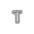 Silver brass letter T charm pendant with sparkling cubic zirconia for DIY jewelry making. - Letter T / Silver