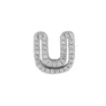 Silver tone brass cubic zirconia letter U charm pendant for DIY bracelet necklace jewelry making - Letter U / Silver