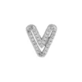Silver tone brass paved zircon letter V charm DIY bracelet pendant fashion jewelry accessory - Letter V / Silver
