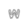 Silver plated brass letter W charm paved with sparkling cubic zirconia for DIY bracelets. - Letter W / Silver
