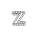 Z Letter Zircon Brass Charm DIY Bracelet Pendant Silver Tone Sparkly Fashion Accessory - Letter Z / Silver