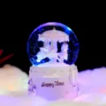 Carousel music box snow globe with glowing lights and cute unicorn design for gift. - 2101P Large Snowing with Light & Music / Purple