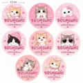 Adorables autocollants de chat de dessin animé rose kawaii papeterie décorative - Style Chat Mignon (C4) / 500 Pièces/Paquet