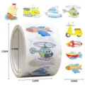 Kids cartoon vehicle stickers roll, cute airplane and boat sticker labels for children reward. - C393 / 200 Stickers / 3 cm