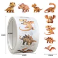 Cute cartoon dinosaur reward stickers roll for kids, kindergarten teachers, and toy deco. - C409 / 200 Stickers / 3 cm