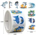 Cute cartoon shark stickers roll for kids reward school teacher motivation stationery decor - C410 / 200 Stickers / 3 cm