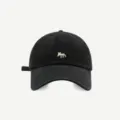 Schwarze Baseballkappe mit weiß gesticktem Fuchs-Motiv, cooler Stil für Damen und Herren. - Verstellbar / Schwarz