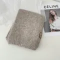 Einfarbiger Strickschal für Damen, weicher warmer Winterschal, minimalistischer Freizeitstil. - Hellbeige