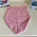 Süße rosa Bärenohr Plüsch Strickmütze für Damen, warme Winter winddichte Pulli Mütze neu. - M (56-58cm) / Rosa