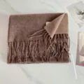 Modischer koreanischer Stil Herbst Winter Wende Kaschmir Schal für Damen mit Fransen - Kaffeebraun