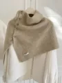 Wollmischung Winter Hochhals geknopft gestrickt Cape Schal modisch laessiger Stil Damen Oberbekleidung - Khaki
