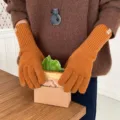 Damen lange Strickhandschuhe Winter warme Wollmischung Fünffinger Handschuhe Sprenkel Design - Vollfinger / Mixed Karamell