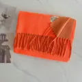 Helles orange Herbst Winter Wendetuch Kaschmir-Gefühl Quasselschal Detailansicht, stilvoll. - Orange