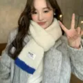 Koreanischer Stil Farbblockierung Winter warmer Strickschal Damen Mode Alltagskleidung - 24*168CM / Weiß