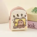Close-up view of a cute capybara mini backpack coin purse with canvas and PU finish. - Voluntary Learning