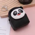 Cute mini panda backpack keychain, detailed embroidery close-up, versatile coin purse. - Black Giant Panda