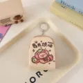 Cute capybara mini coin purse keychain portable earphone cable storage bag for daily use. - Strawberry