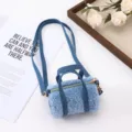 Mini plush women crossbody bag cute portable storage pouch versatile small bag for daily use - Light Blue