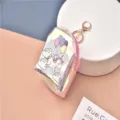Korean mini laser coin purse cute unicorn pattern keychain portable zipper storage bag - Style 4