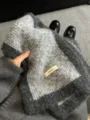 Grey knitted fluffy scarf for women, winter warm neck wrap and shawl dual-use fashion accessory. - Cool Gray