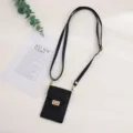 Black quilted mini crossbody phone bag, stylish shoulder bag for women daily use. - Cell Phone Bag (Full Set) / Black