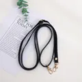 black replacement crossbody bag strap with adjustable gold metal hooks for purses - Lanyard / Black