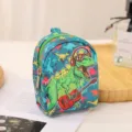 Cute cartoon dinosaur mini coin purse canvas backpack small zipper wallet for kids and students - Dinosaur