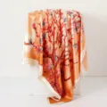 Élégant foulard carré en satin 90x90cm avec imprimé floral d'art classique pour femmes. - Fleur de prunier
