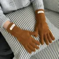 Warme Wollmischung Strickhandschuhe fuer Damen im Winter mit niedlichem gesprenkelten Design. - Einheitsgröße / Karamellbraun