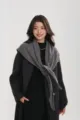 Detail view of women autumn winter pure wool triangle scarf shawl, minimalist warm wrap. - Gray / 70x160cm