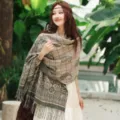 Cashmere-feel double-sided plaid paisley retro winter warm women shawl outdoor travel cape. - Green