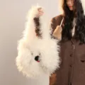 Sac à main en peluche de chiot blanc duveteux sac fourre-tout pour chien chaud d'hiver - Sac / Blanc