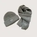 Children knitted hat and scarf set with cute heart embroidery for autumn and winter daily wear. - Grey (Hat & Scarf Set)