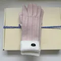 Pink Knit Gloves with Fluffy Cuff Winter Warm Soft Touchscreen Mittens Solid Color Style - One Size / Lotus root pink
