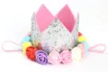 Diadema corona plateada con purpurina para niños con rosas de colores para fiesta. - VACÍO / Plata Holográfica