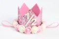 Diadema corona rosa brillante para bebé con rosas para fiesta de 1/2 cumpleaños. - Número 1/2 / Rosa bicolor