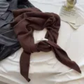 Pure wool triangular scarf for women, warm winter shawl and stylish neckerchief accessory. - Coffee / 70x160cm